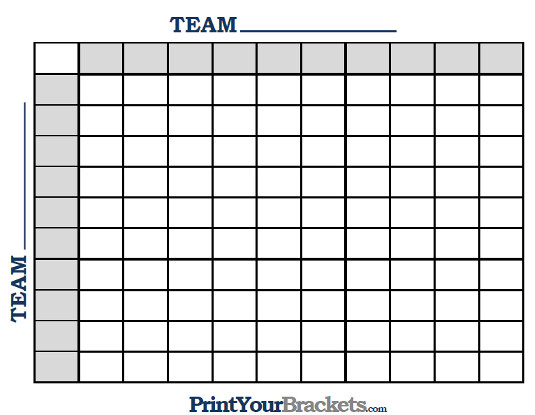 Printable NBA Squares Office Pool 100 Box Grid